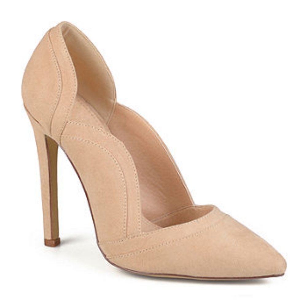 JC Adley Suede Nude Scallop Pointed-toe Stiletto